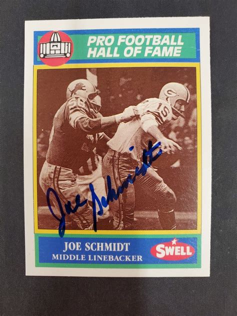 Joe Schmidt 1990 Swell Pro Football Hall Of Fame Hand Signed Values Mavin