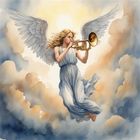 The angel playing the trumpet | Premium AI-generated image