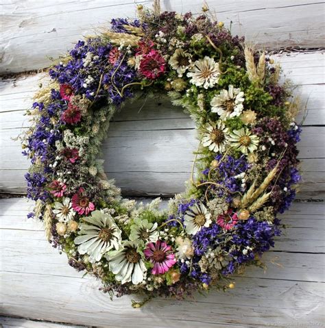 Купить Венок из сухоцветов - белый, украшение интерьера, венок из ...