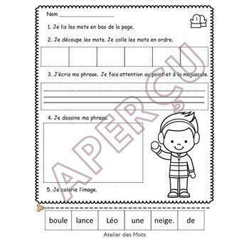 Build A Sentence French Winter Activities Phrases M L Es Hiver Tpt