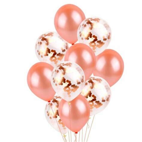 Globos Set Rose Gold Y Transparentes Con Confetti Gold X8 Partyplace