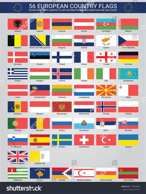 Set All European Country Flags Vector Stock Vector (Royalty Free) 721880899
