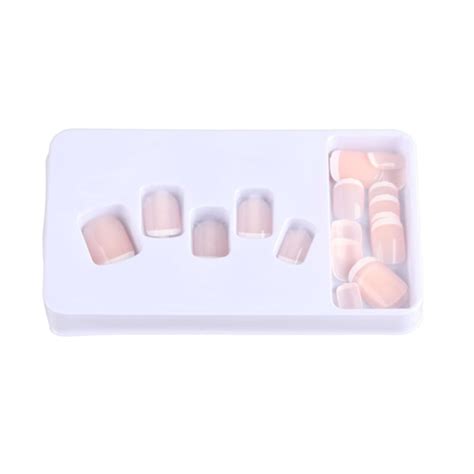 st French Nude Naglar Korta Press Full Cover Ballerina Artificiella Nagelspetsar för Daglig