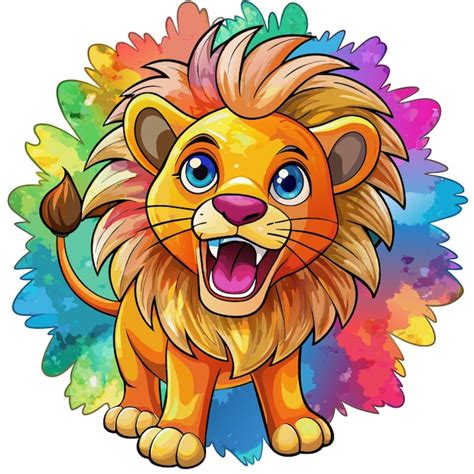 Cor Do Leão Desenho - Um desenho de um leão com as cores do arco-íris no fundo | vetor ...