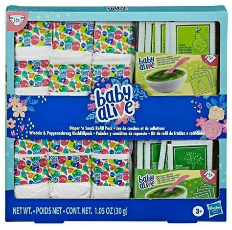 Baby Alive Doll Diaper N Snack Refill Pack 14 Diapers 10 Food Pack