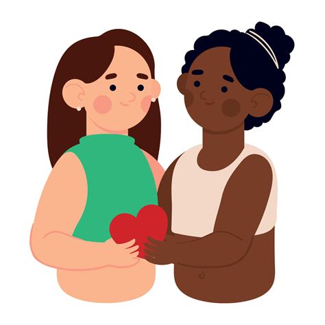 Multiethnic Lesbian Couple 16767844 Vector Art At Vecteezy