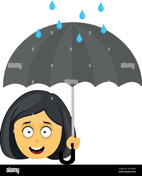 vector emoji illustration   yellow cartoon woman   umbrella