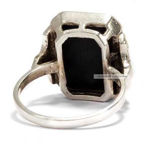 Art D Co Um Edler Antiker Silberring Mit Onyx Ring Antique Silver