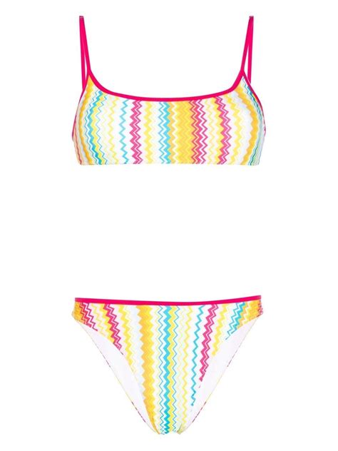 Missoni Stripe Detail Bikini Set In Blue ModeSens