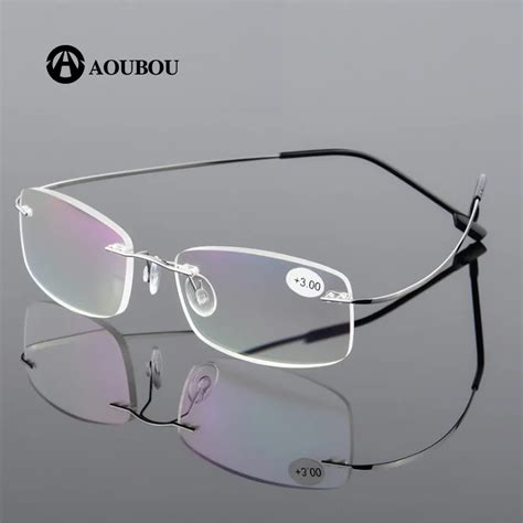 Stainless Steel Memory Frameless Glasses Reading Coating Lens Super Elastic Slim Legs Ultralight