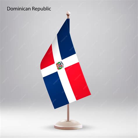 Premium Vector | Flag of dominican republic hanging on a flag stand