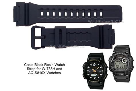 Casio Black Resin W 735H W 736H AEQ 110 AQ S810W Watch Strap