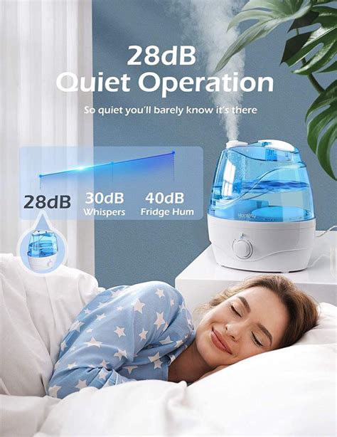 Homasy Cool Mist Humidifier 28dB Quiet BPA Free 30H Run Time Blue