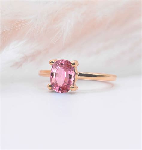 Oval pink sapphire ring and wedding band - DIORAH JEWELLERS