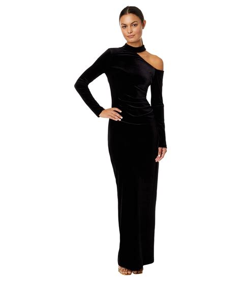 Xscape Long Velvet Cold Shoulder Long Sleeve In Black Lyst