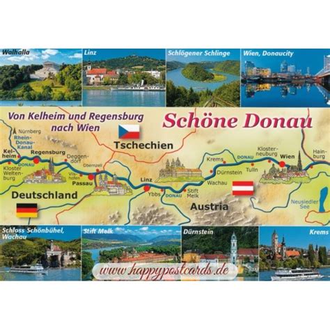 Ansichtskarten Maps Landkarten Sch Ne Donau Map Ansichtskarte