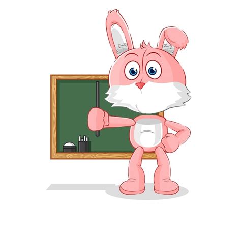 Premium Vector Pink Bunny Teacher Vector Cartoon Character