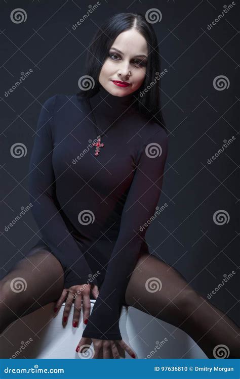 Beauty Concepts Studio Portrait Of Mid Aged Caucasian Brunette Stock