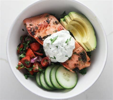 Salmon Tzatziki Bowls For Two Recipe Baked Salmon Tzatziki Crispy Beef