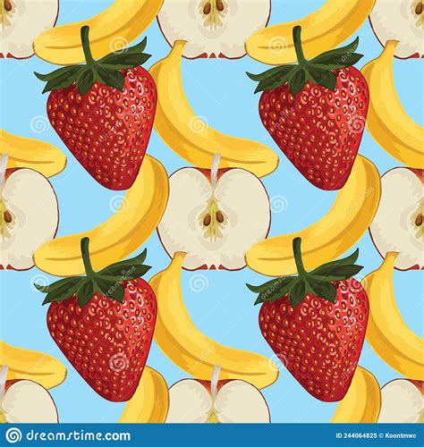 Fruits Drawing Seamless Background Stock Vector Illustration Of Fresh