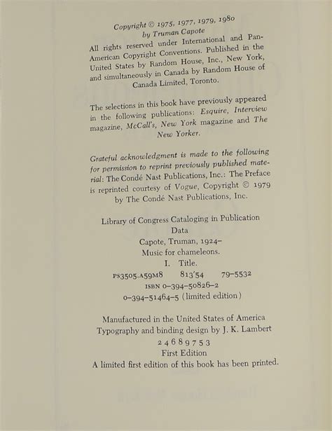 Music for Chameleons | Truman Capote | first
