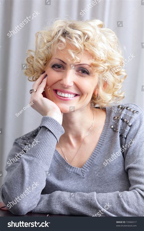 Smiling Face Middleaged Blonde Pretty Woman Stock Photo 72066517 Shutterstock