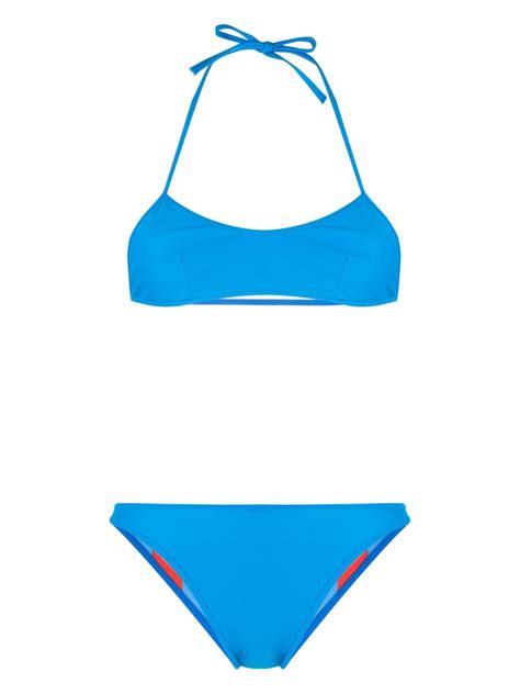 Sunnei Reversible Striped Bikini Set Blue FARFETCH