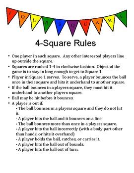 Four Square Game Rules - Four Square : Guard your square and try to ...