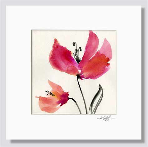 Abstract Floral Watercolor Poppy Painting By Kathy Morton Stanion