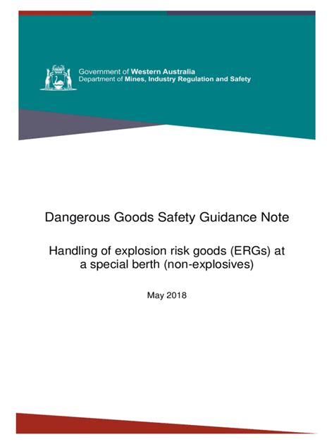 Fillable Online Dmp Wa Gov Handling Of Explosion Risk Goods ERGs At A