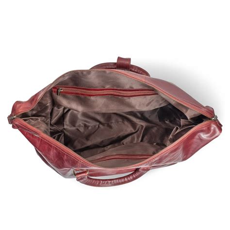 Reisetasche Weekender Gewachstes Leder Braun Rot I Jahn