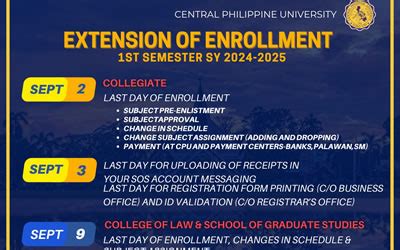 Extension Of Enrollment 1st Semester SY 2024 2025 Central Philippine