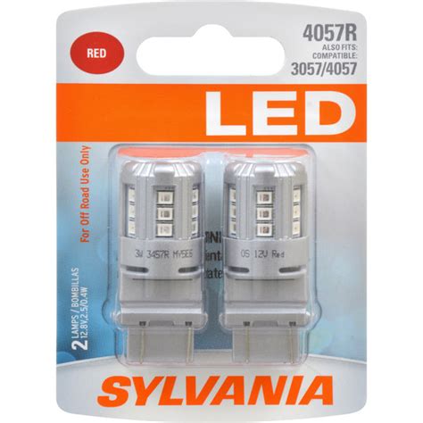 2 Pk Sylvania 4057 Red Led Automotive Bulb Bulbamerica