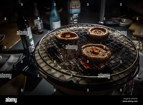 Charcoal Grilled Of The Image In Charcoal Stove Stock Photo Alamy