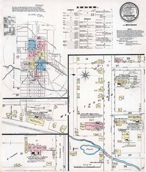 1887 Town Map Of Indiana County Pennsylvania Etsy