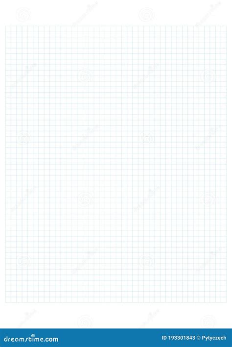 Millimeter Grid On A4 Size Page Divided By Blue 5 Mm Lines Sheet Of