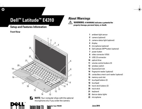 Dell Latitude E4310 Setup And Features Information Pdf Download Manualslib