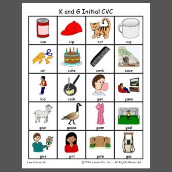 Initial K Cvc Words