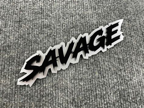 Savage Car Badge - Gloss Black On White - Lightning Font – Atomic Car ...