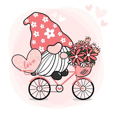 Cute Gnome Pink Nose Christmas With Light Cartoon Illustration Stock ...