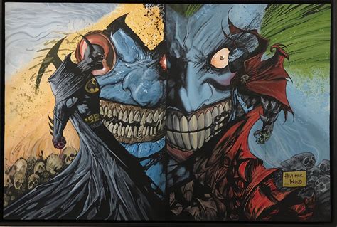 Original Painting Batman Spawn Acrylic On Canvas Comic Etsy