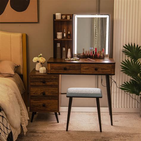 Costway Vanity Set With Dimmable Lighted Mirror 515x155x315 Inches