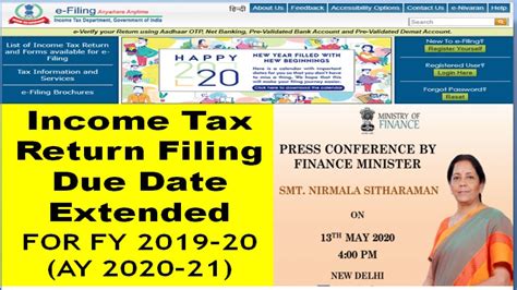 Itr Filing Due Date Extended Income Tax Return Fy 2019 20 And Tax Audit For Fy 2019 20 Ay 2020