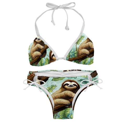 Sloth Detachable Sponge Adjustable Strap Bikini Set Swimsuit Two Pack