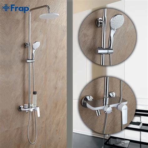 Frap Fashion Style White Shower Faucet Cold And Hot Water Mixer Single Handle Adjustable Rain
