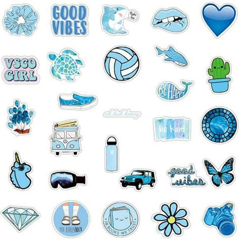 Blue Aesthetic Stickers Seni Buku Warna Stiker 40 Off