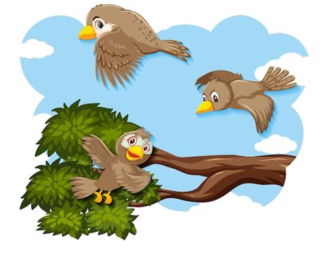 Счастливая птица, летящая на природе | Премиум векторы