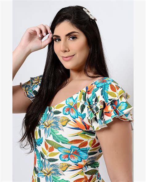 Riachuelo Mai Body Ciganinha Floral Sem Bojo Plus Size