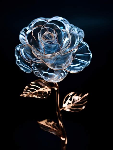 Blue Rose In Glass On A Black Background Premium Ai Generated Image