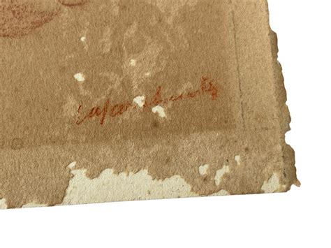 Antique French Drawing Sketch Sepia Pencil Drawing Nude Lady Original